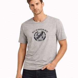 Burberry Brit Mens Gray Graphic Crew Neck T-Shirt Cotton blend Size S